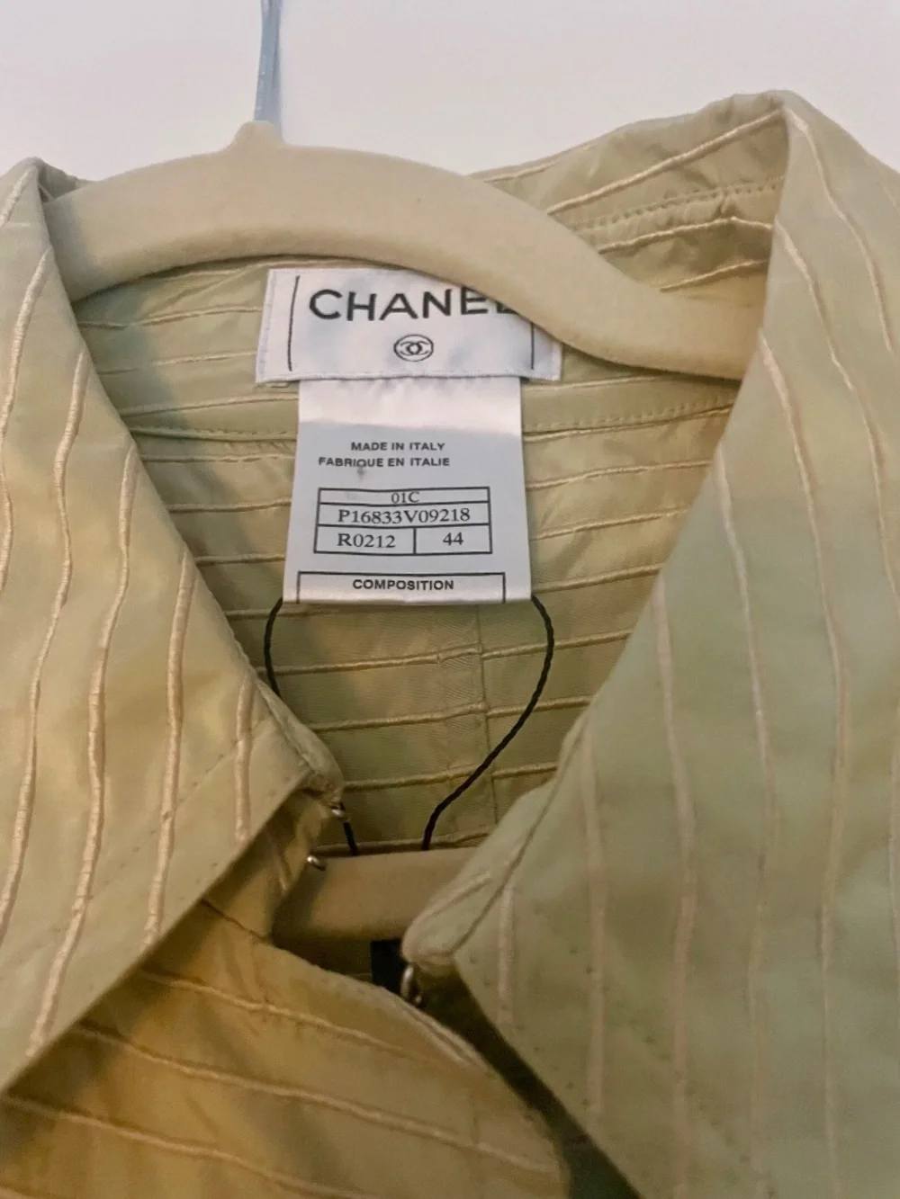 Chanel Vintage 2001 Cruise Soutien Collar Jacket Coat Green IT 44 P16833V09218
